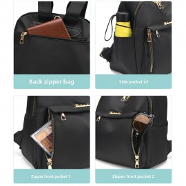 シックなブラックバックパック、ゴールドジッパー付き、調節可能ストラップ、軽量オックスフォード生地、カジュアルアウトリング、ハロウィン、感謝祭、クリスマス、誕生日、新年のパーティーに最適、モダンバックパック|オックスフォード生地のバッグ、旅行用バックパック