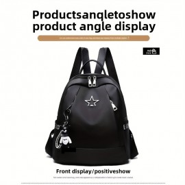 1個 トレンディな女性用バックパック、カジュアルオックスフォード生地デイパック、ジッパークロージャー、ポリエステル裏地、ファッショナブルな無地デザイン