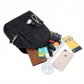 1個 トレンディな女性用バックパック、カジュアルオックスフォード生地デイパック、ジッパークロージャー、ポリエステル裏地、ファッショナブルな無地デザイン