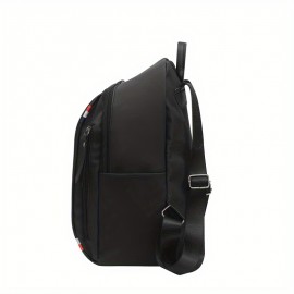 メンズ＆ウィメンズ用ニュートラルスクエアバックパック1個、オックスフォード生地の韓国スタイルカジュアルトラベル万能バッグ、調節可能なショルダーストラップ付き、ブラックナイロン素材、ジッパークロージャー、ポリエステル裏地、学校に適したデザイン