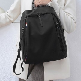 メンズ＆ウィメンズ用ニュートラルスクエアバックパック1個、オックスフォード生地の韓国スタイルカジュアルトラベル万能バッグ、調節可能なショルダーストラップ付き、ブラックナイロン素材、ジッパークロージャー、ポリエステル裏地、学校に適したデザイン