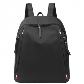 メンズ＆ウィメンズ用ニュートラルスクエアバックパック1個、オックスフォード生地の韓国スタイルカジュアルトラベル万能バッグ、調節可能なショルダーストラップ付き、ブラックナイロン素材、ジッパークロージャー、ポリエステル裏地、学校に適したデザイン