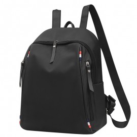 メンズ＆ウィメンズ用ニュートラルスクエアバックパック1個、オックスフォード生地の韓国スタイルカジュアルトラベル万能バッグ、調節可能なショルダーストラップ付き、ブラックナイロン素材、ジッパークロージャー、ポリエステル裏地、学校に適したデザイン