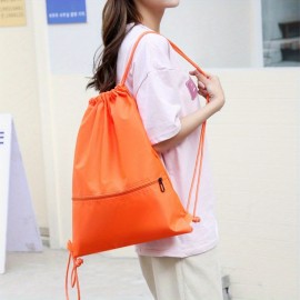 鮮やかなオレンジのドローストリングバックパック - 耐久性のあるポリエステル製、調整可能なストラップ、便利なポケット、フィットネスやスポーツ愛好者に最適なスポーツバックパック | 調整可能なストラップ付きバックパック | 耐久性のあるバックパック