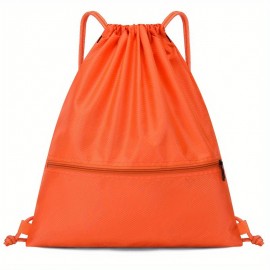 鮮やかなオレンジのドローストリングバックパック - 耐久性のあるポリエステル製、調整可能なストラップ、便利なポケット、フィットネスやスポーツ愛好者に最適なスポーツバックパック | 調整可能なストラップ付きバックパック | 耐久性のあるバックパック
