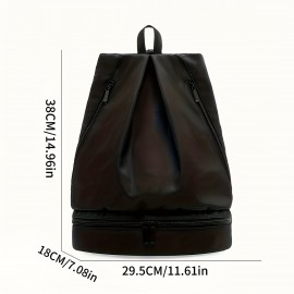 1個 大容量ポータブルスポーツバックパック、靴収納スペース付き、無地カラーのファッションバックパック、屋外/ハイキング/スポーツ/ロッククライミング/大学教室に適しています。女性、新人、白衣の大学生、男性に適しています。