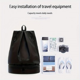 1個 大容量ポータブルスポーツバックパック、靴収納スペース付き、無地カラーのファッションバックパック、屋外/ハイキング/スポーツ/ロッククライミング/大学教室に適しています。女性、新人、白衣の大学生、男性に適しています。