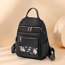 ヴィンテージフローラル刺繍バックパック、シンプルカジュアルナイロンデイパック、レディースファッショントラベルスクールバッグ ヴィンテージフローラル刺繍バックパック、シンプルカジュアルナイロンデイパック、レディースファッショントラベルスクールバッグ