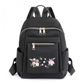 ヴィンテージフローラル刺繍バックパック、シンプルカジュアルナイロンデイパック、レディースファッショントラベルスクールバッグ ヴィンテージフローラル刺繍バックパック、シンプルカジュアルナイロンデイパック、レディースファッショントラベルスクールバッグ
