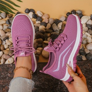 通気性のある女性用アスレチックスニーカー - 軽量、滑りにくいメッシュ製ウッパー付きウォーキング・トレーニング＆カジュアルウェアランニングシューズ - ブラック