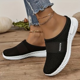 女性用エアクッションスリップオンスニーカー - 通気性のあるニットアップパート、快適なロートップデザイン、軽量カジュアルスニーカー（グレー・ラベンダー・ブラック）、多目的スリッポン | スリッポンの快適さ | 柔軟な履物