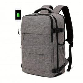 1個 スポーツスタイル ポリエステル トラベルバックパック ラップトップコンパートメント、靴収納、USB充電ポート付き - 調節可能なストラップ、ジッパークロージャー、手洗い可能、航空会社承認ビジネスバッグ 男女兼用、旅行用バックパック
