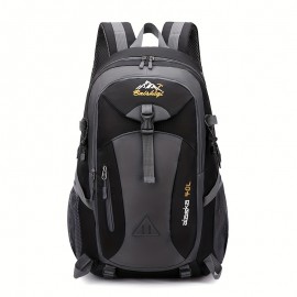 1pc 40L 多機能ハイキングバックパック、オックスフォード素材、軽量、調節可能なショルダーストラップ、ジップクロージャー、ポリエステルライニング、刺繍ディテール、スポーツスタイル、ユニセックスアウトドアトラベルパック