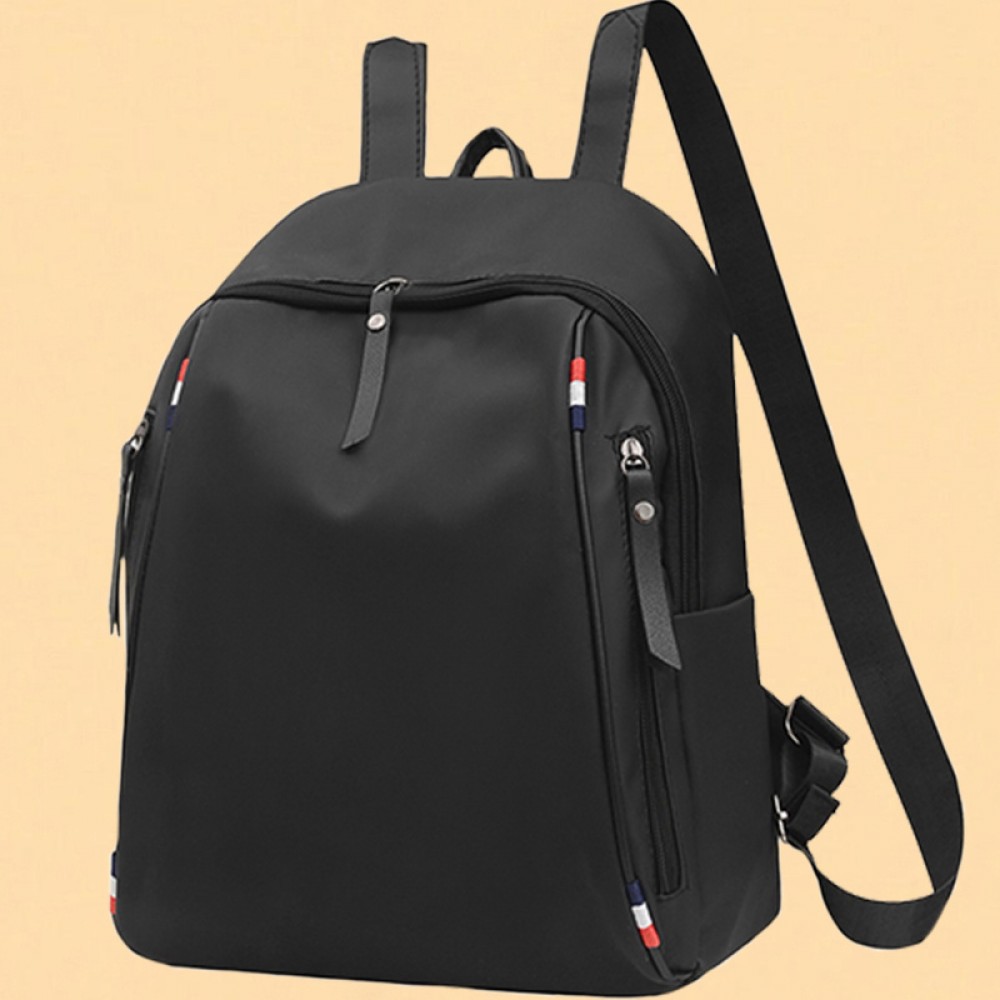 メンズ＆ウィメンズ用ニュートラルスクエアバックパック1個、オックスフォード生地の韓国スタイルカジュアルトラベル万能バッグ、調節可能なショルダーストラップ付き、ブラックナイロン素材、ジッパークロージャー、ポリエステル裏地、学校に適したデザイン